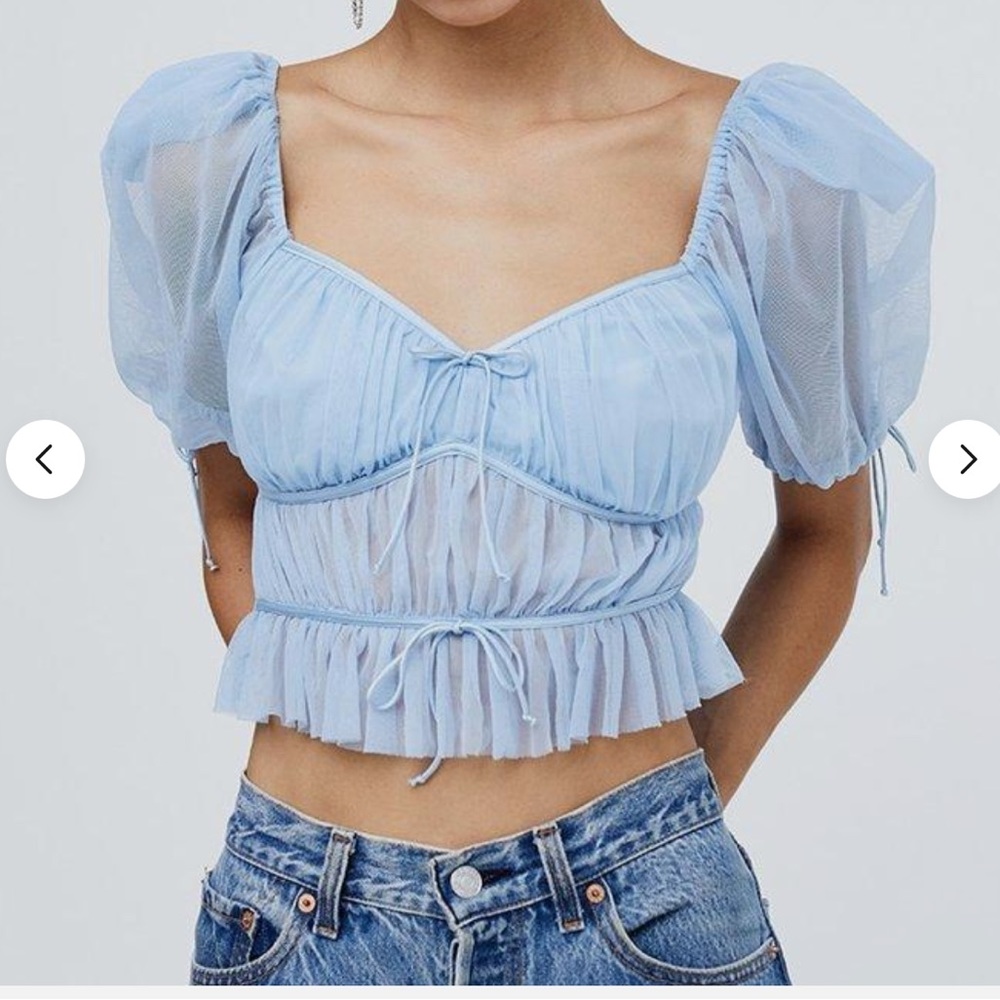 For Love & Lemons. Size s. Tulle puff sleeve trendy top. Like new condition